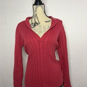 Old Navy Women's V-Neck Cable Knit Sweater - Red